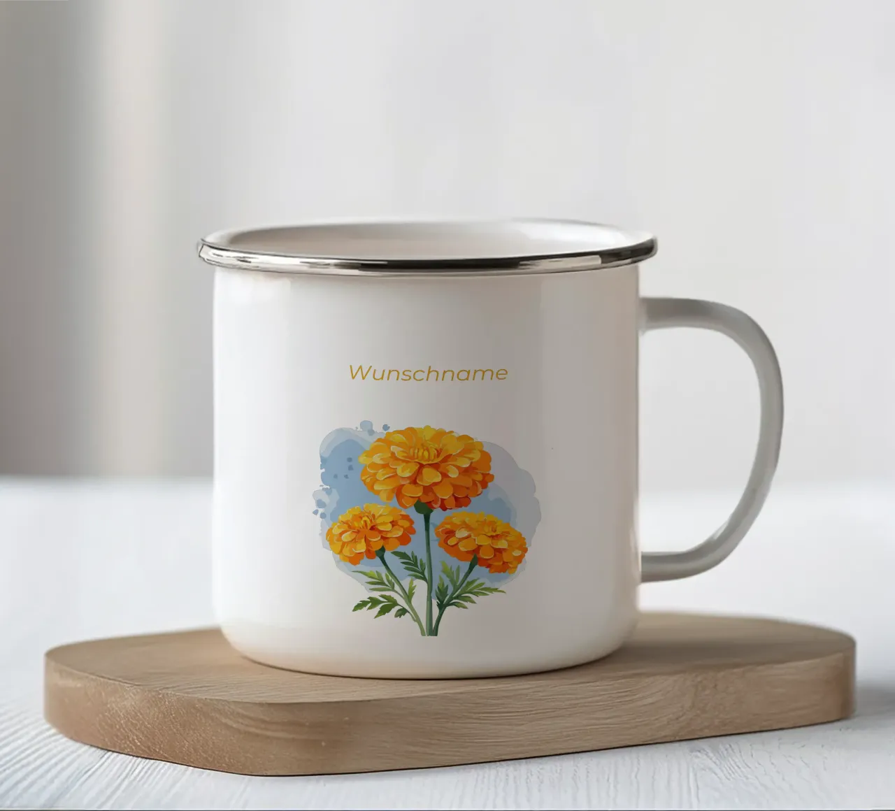 Fiore di nascita - Calendula di ottobre tazza in smalto da Geburtsblume