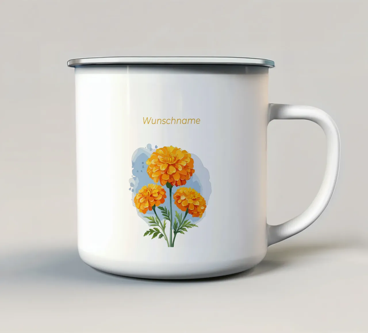 Fiore di nascita - Calendula di ottobre tazza in smalto da Geburtsblume