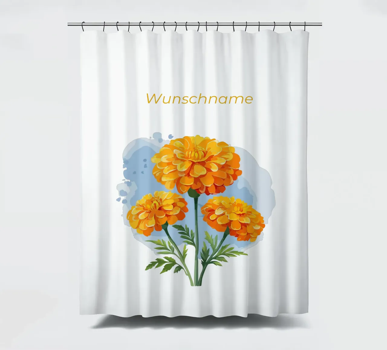 Birth flower - October marigold shower curtain by Geburtsblume