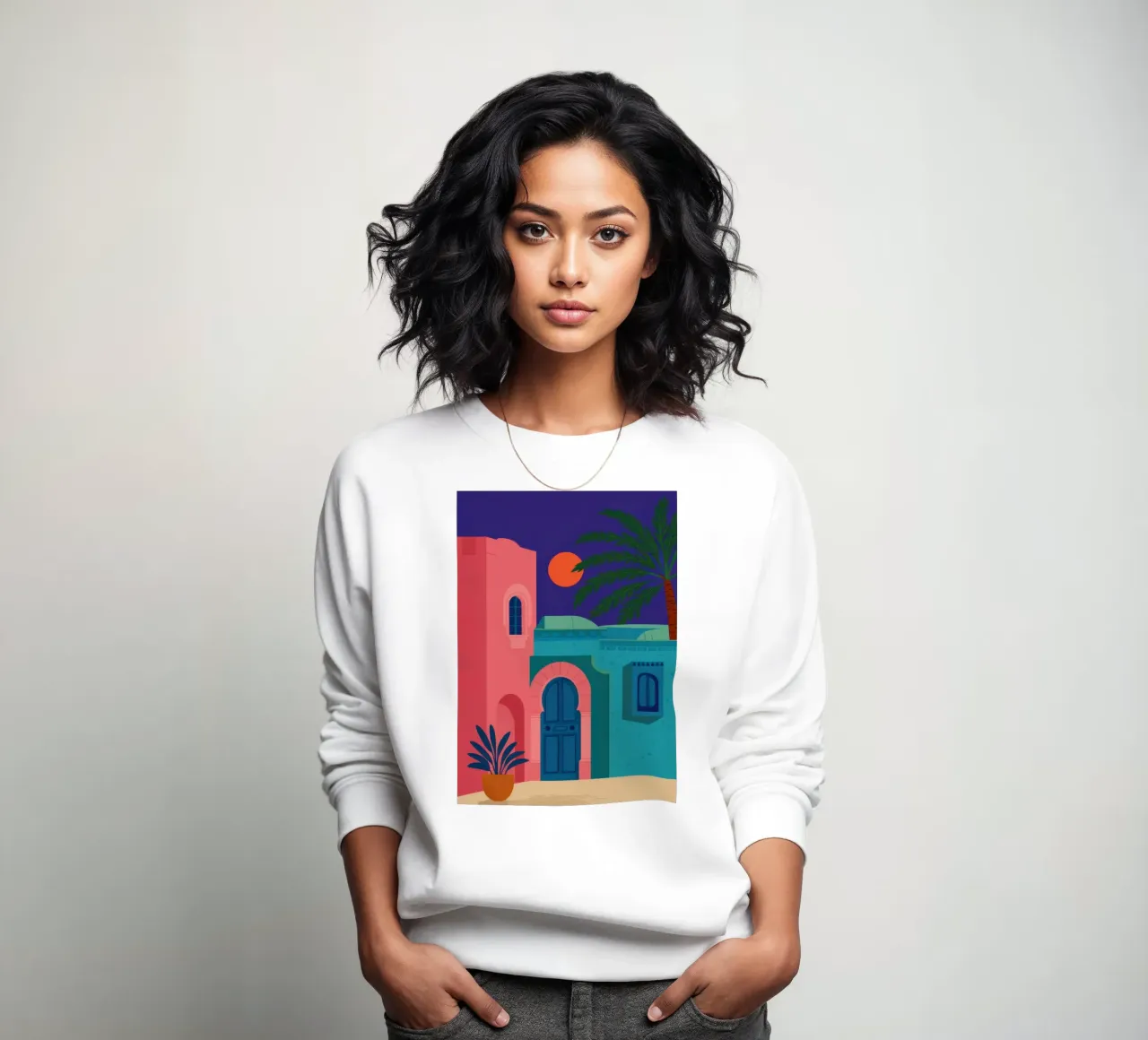 Moroccan Blue Doorway sweatshirt by Veil Maya