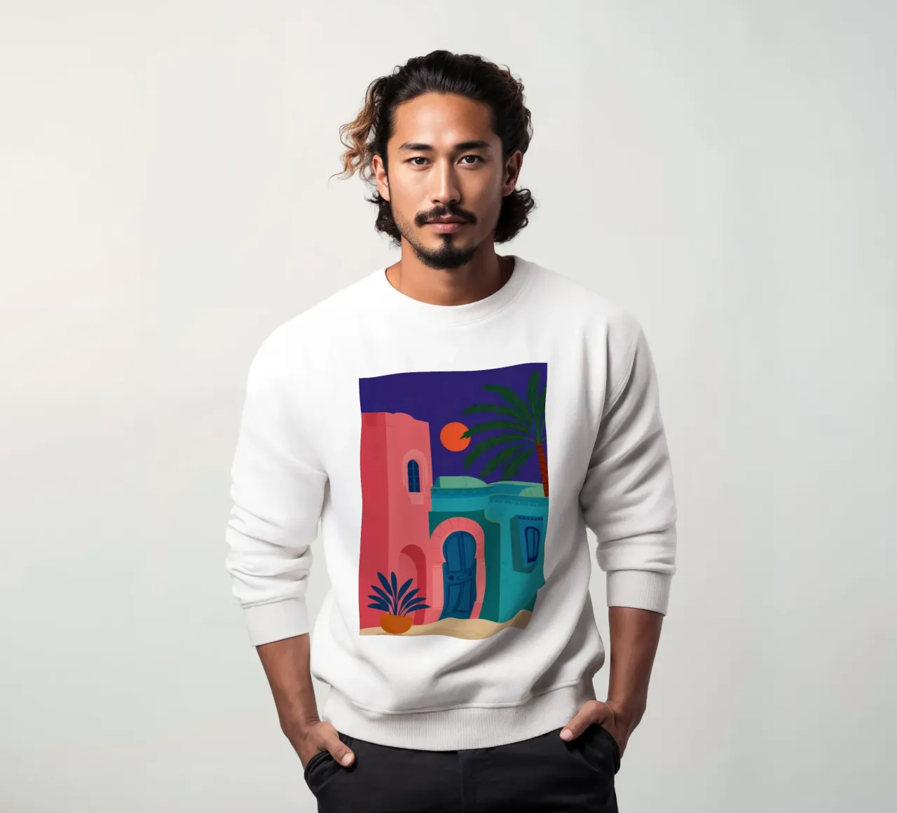 Moroccan Blue Doorway sweatshirt by Veil Maya