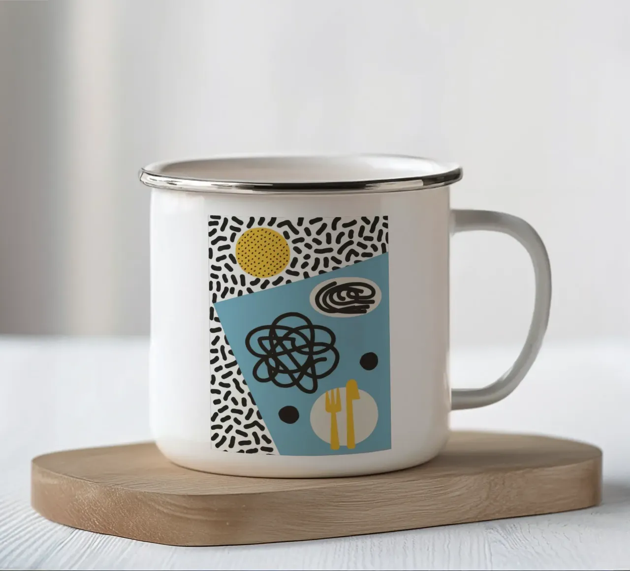 Astrazione in stile Memphis tazza in smalto da Veil Maya