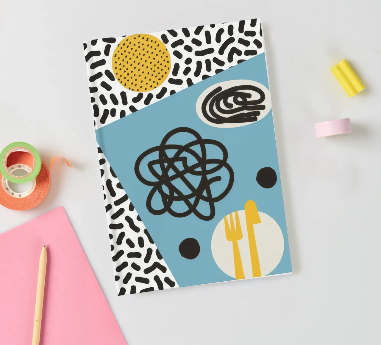 Memphis Style Abstraction notebook by Veil Maya