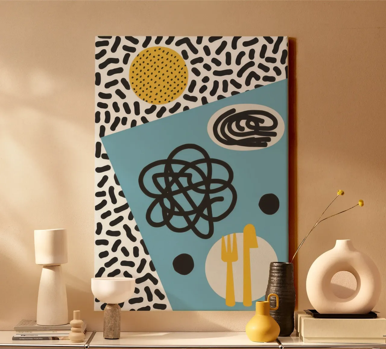 Memphis Style Abstraction canvas by Veil Maya