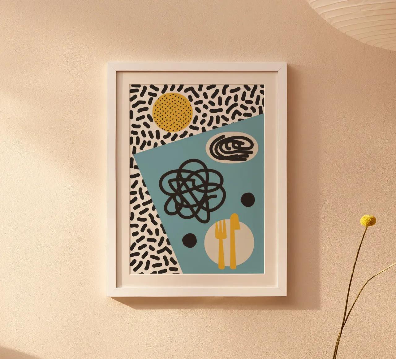 Astrazione in stile Memphis poster con telaio in legno da Veil Maya
