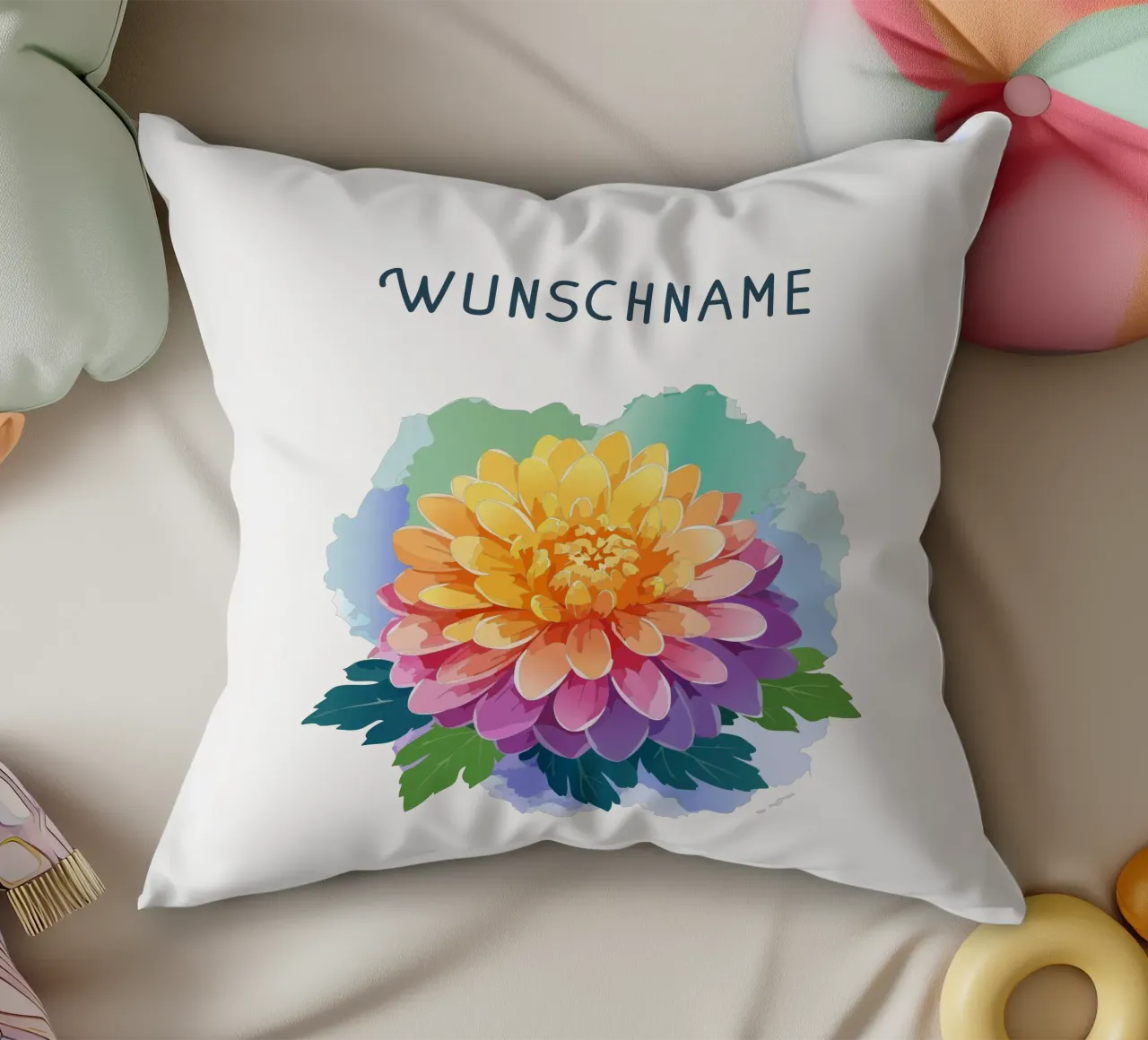 Birth flower - November Chrysanthemum decorative cushion by Geburtsblume