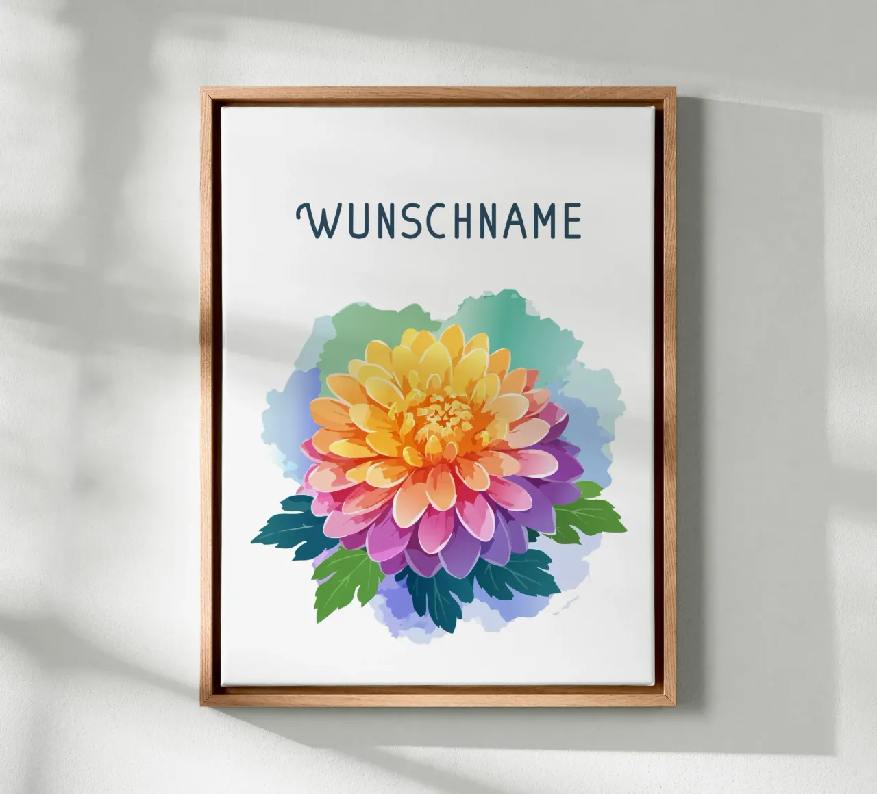 Geboortebloem - november Chrysant canvas met Baklijst van Geburtsblume