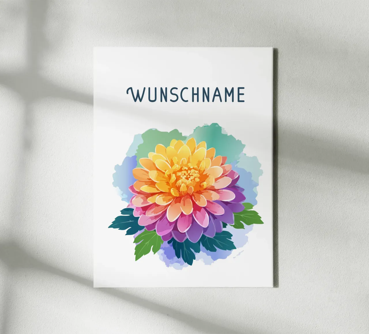 Geboortebloem - november Chrysant canvas met Baklijst van Geburtsblume
