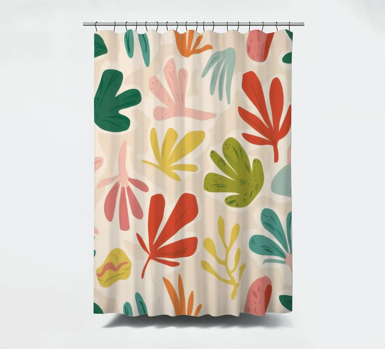 Playful Leaf Pattern shower curtain by Flock Reverie