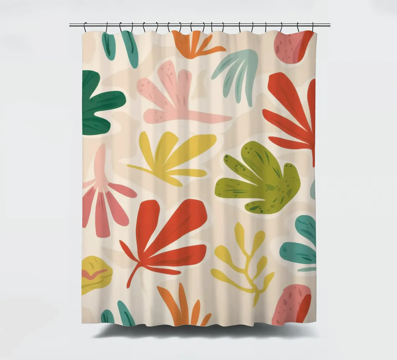 Playful Leaf Pattern shower curtain by Flock Reverie