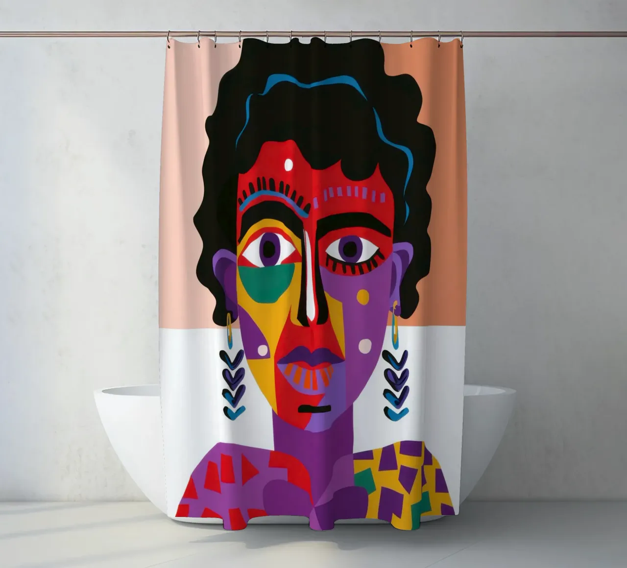 Colore Primal Visage tenda da doccia da Veil Maya