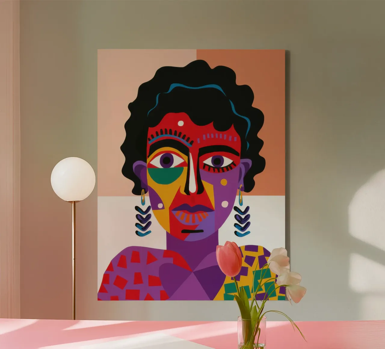 Colore Primal Visage tela con Cornice a cassetta da Veil Maya