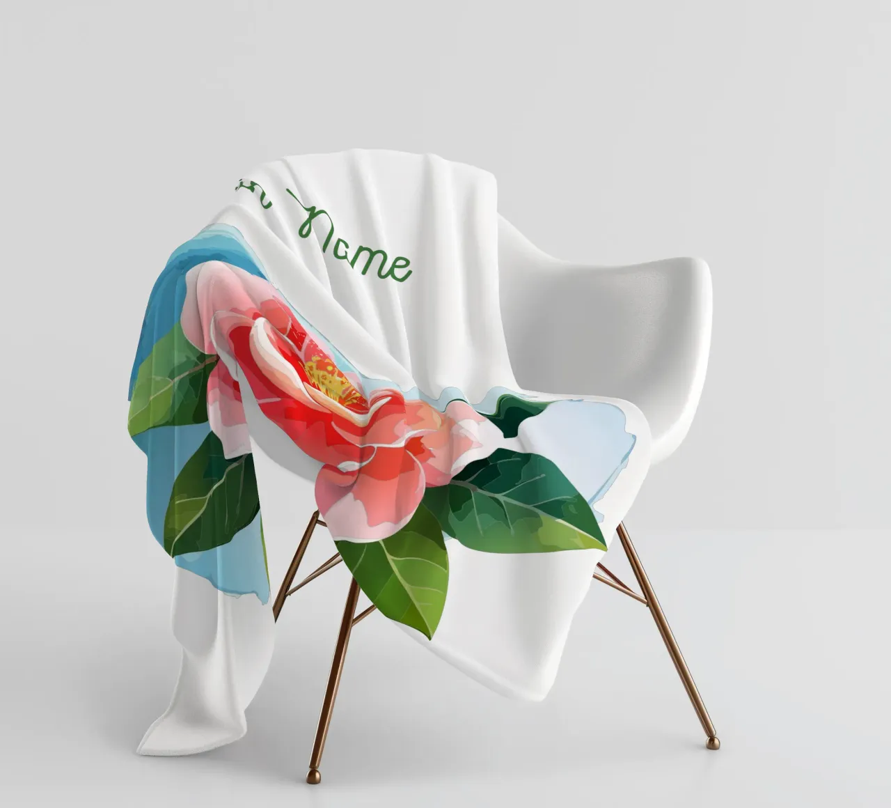 Fleur de naissance novembre Camélia plaid polaire de Geburtsblume