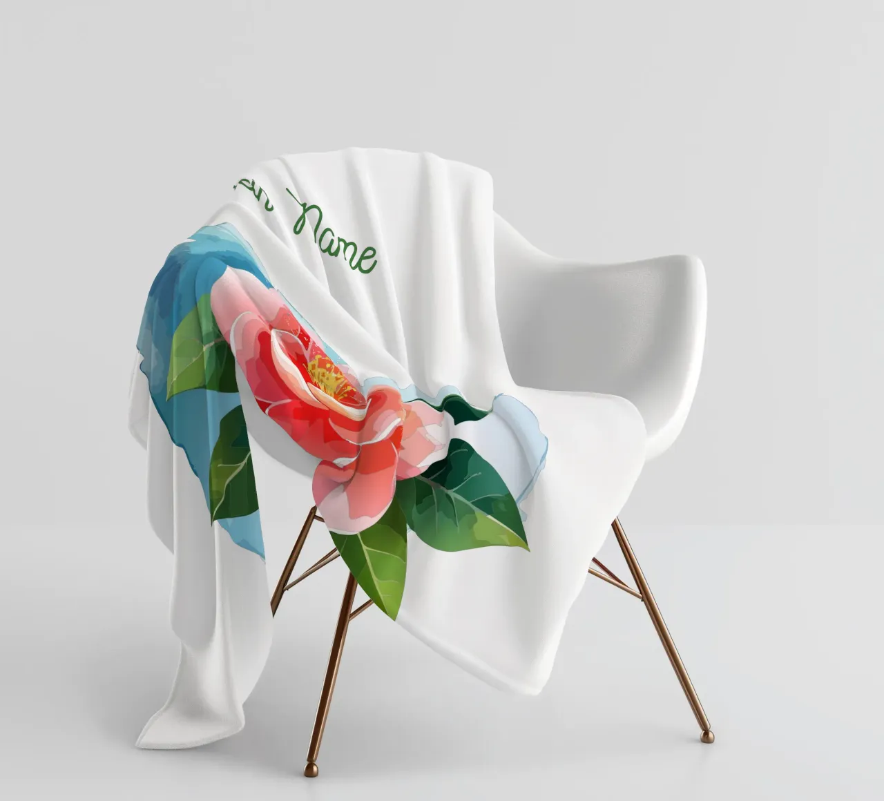 Fleur de naissance novembre Camélia plaid polaire de Geburtsblume
