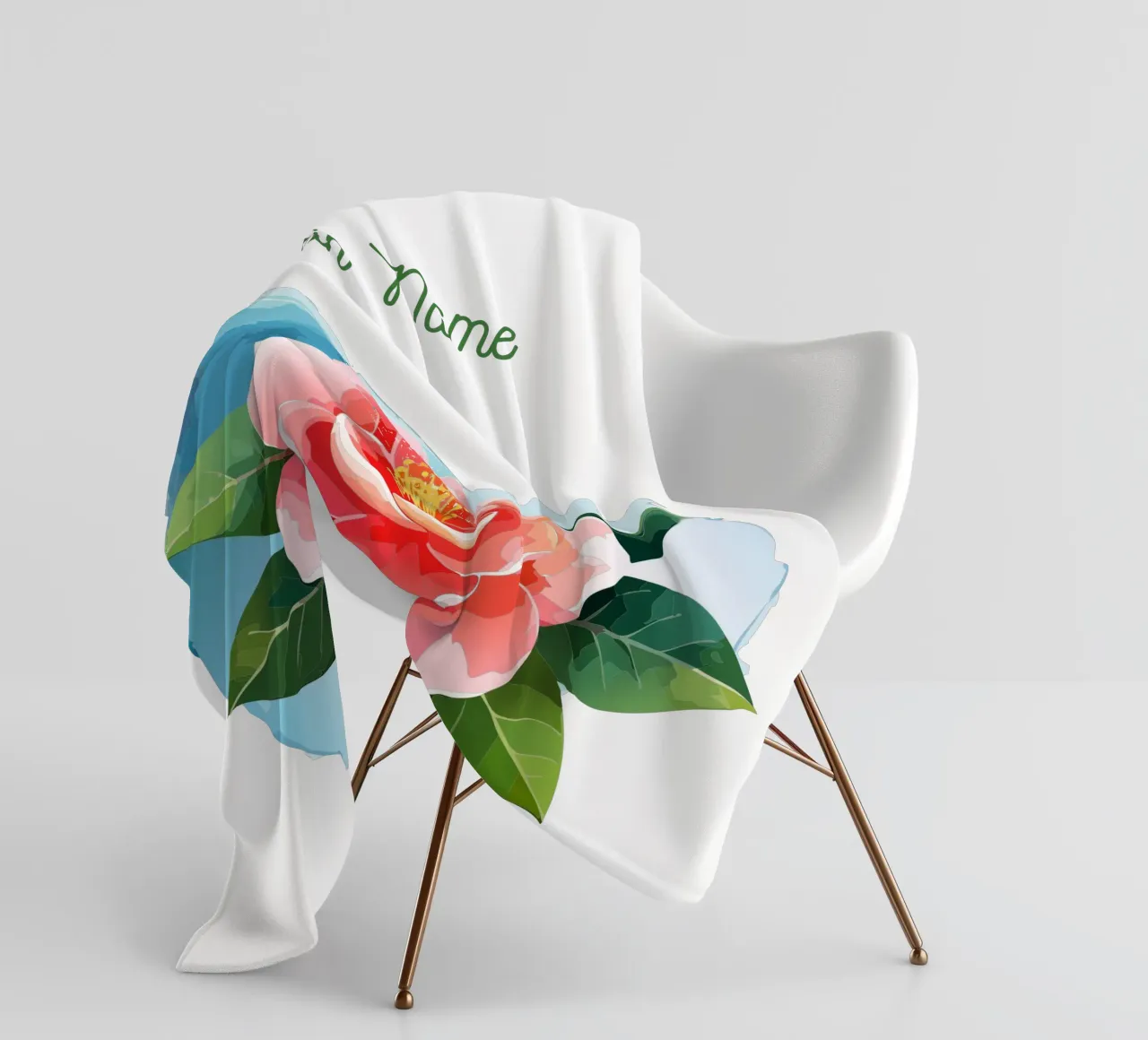 Fleur de naissance novembre Camélia plaid polaire de Geburtsblume