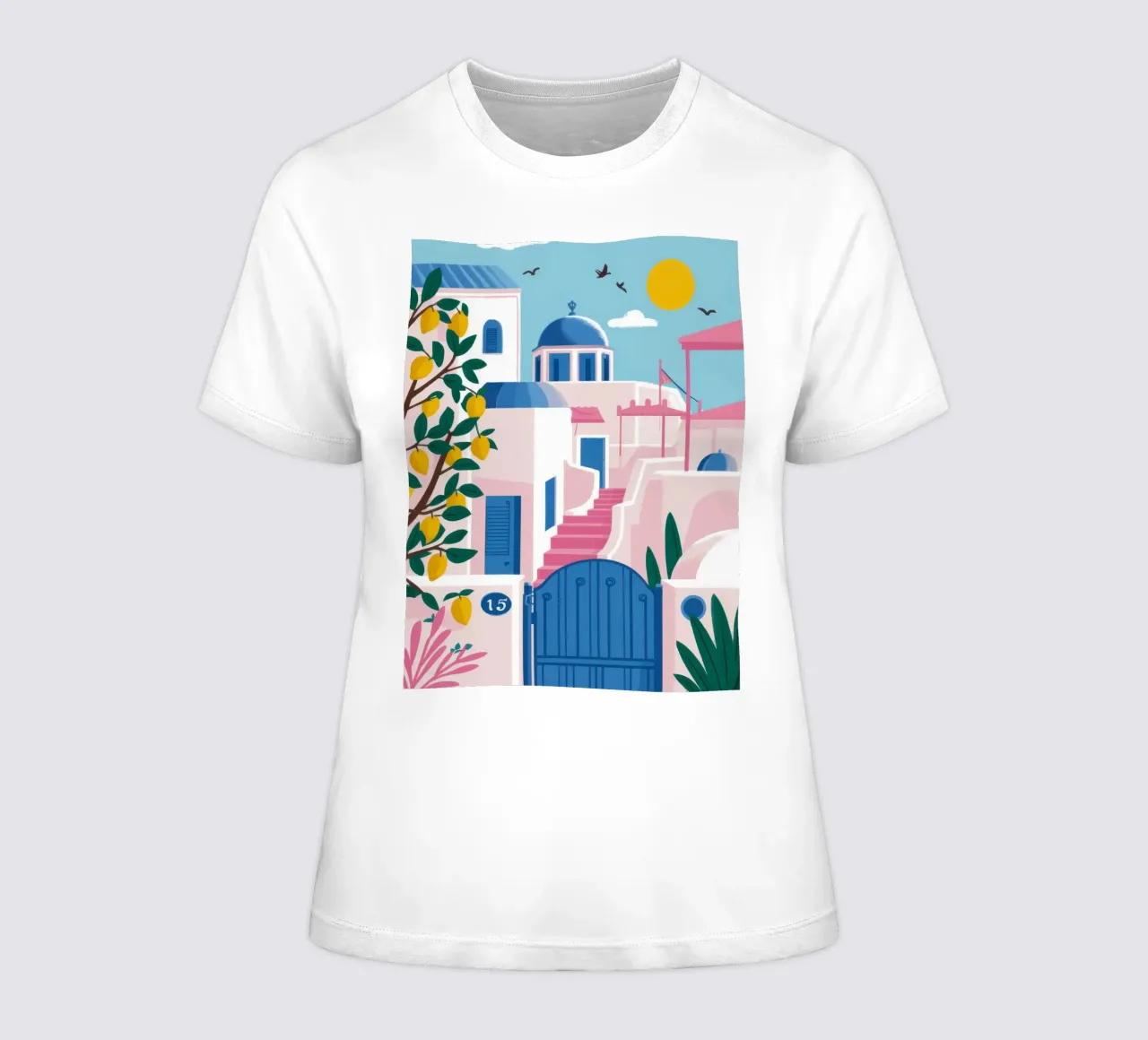 Aegean Blue Pathway women's fitted t-shirt by Veil Maya