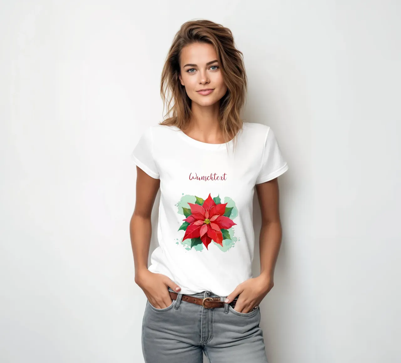 Birth flower - December poinsettia women's fitted t-shirt by Geburtsblume