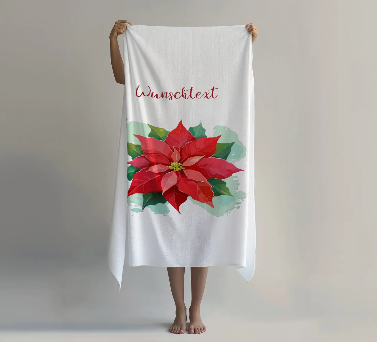 Geburtsblume - Dezember Weihnachtsstern Strandtuch von Geburtsblume