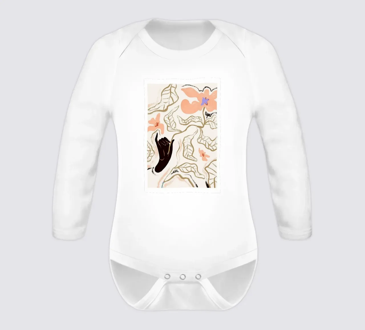 con in mano un fiore body neonato maniche lunghe da gudikan shop