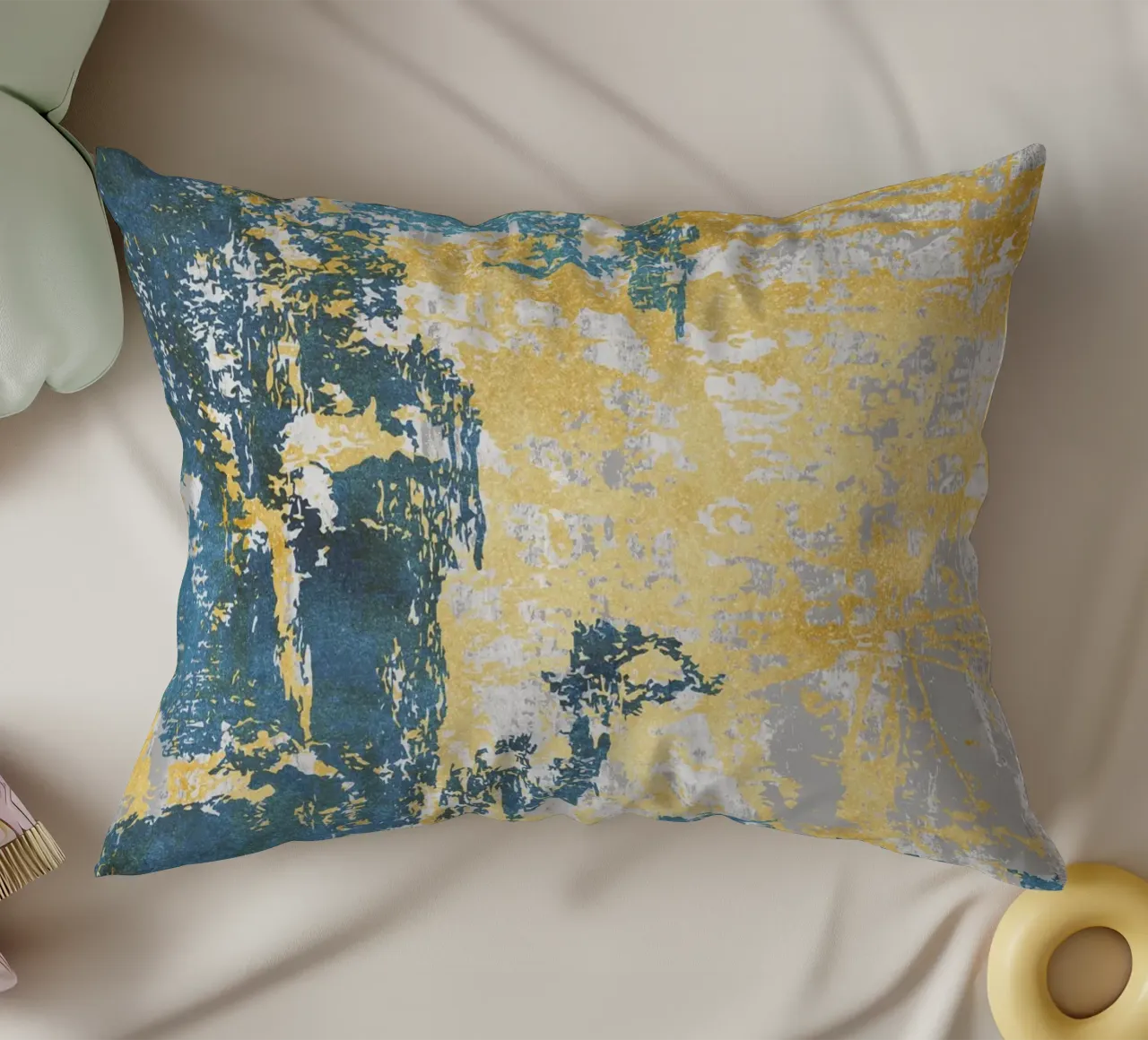 abstract organic textures green blue cuscino da vintageshop