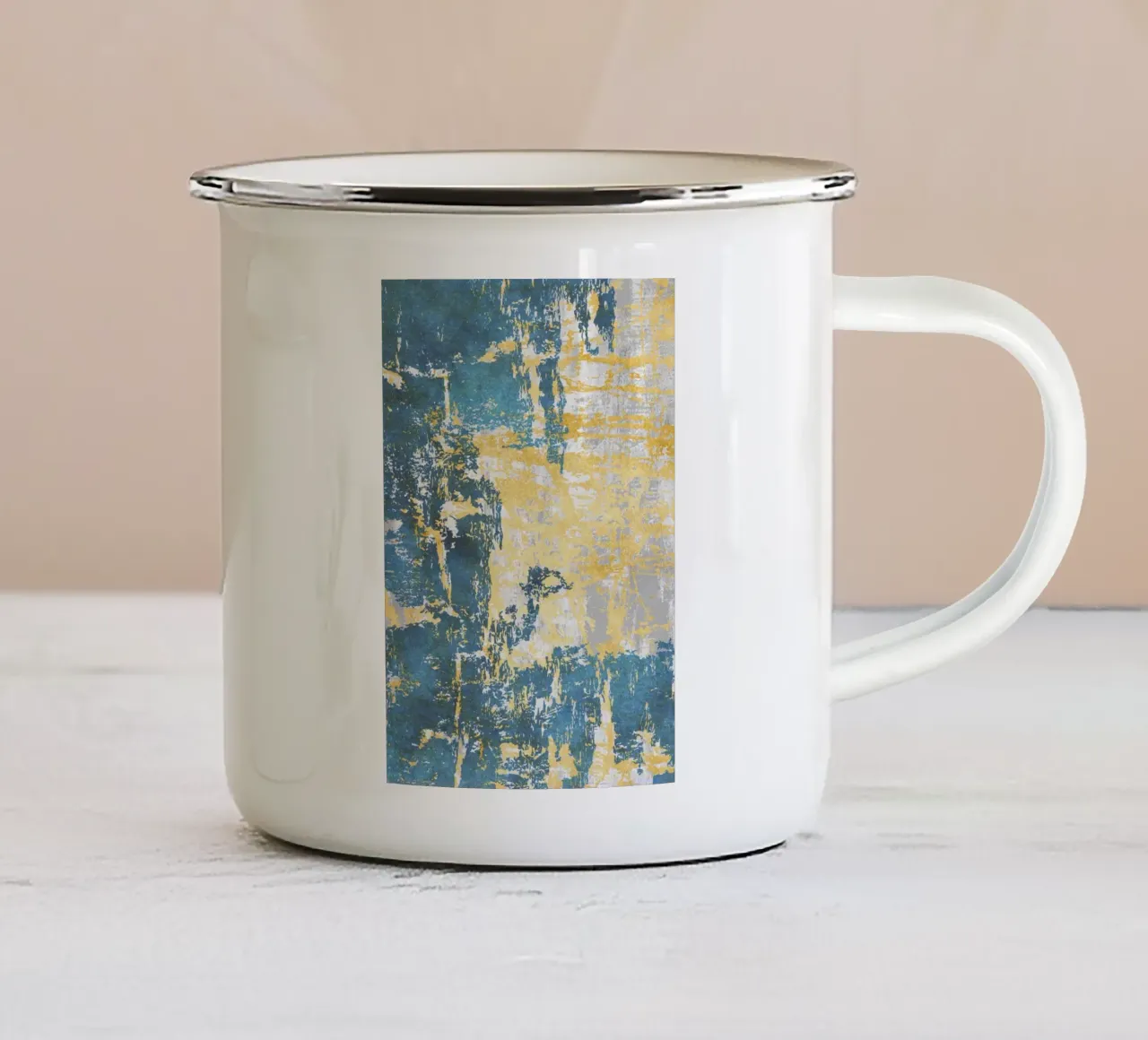 abstract organic textures green blue tazza in smalto da vintageshop