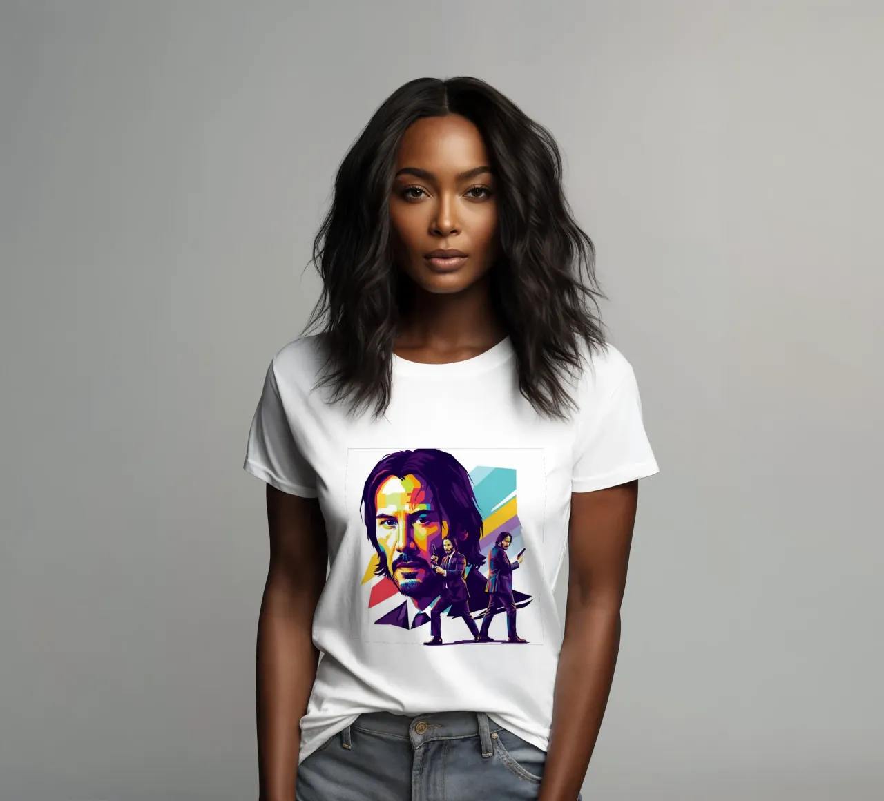 Keanu Reeves - John Wick art women's fitted t-shirt by Hantamrata