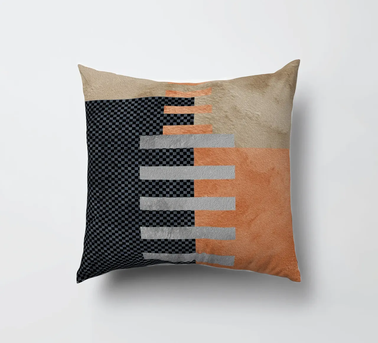black and orange geometric abstract cuscino da vintageshop