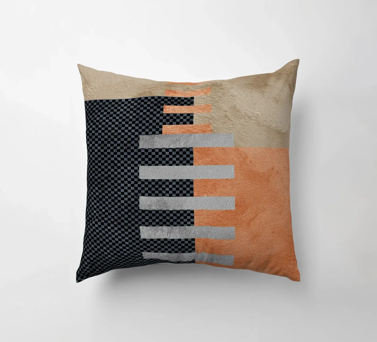 black and orange geometric abstract cuscino da vintageshop