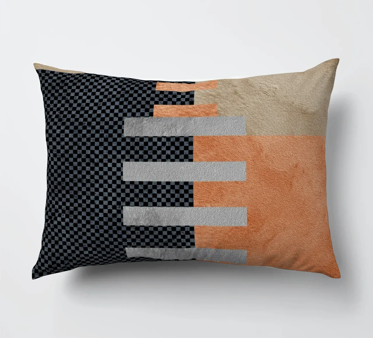 black and orange geometric abstract cuscino da vintageshop