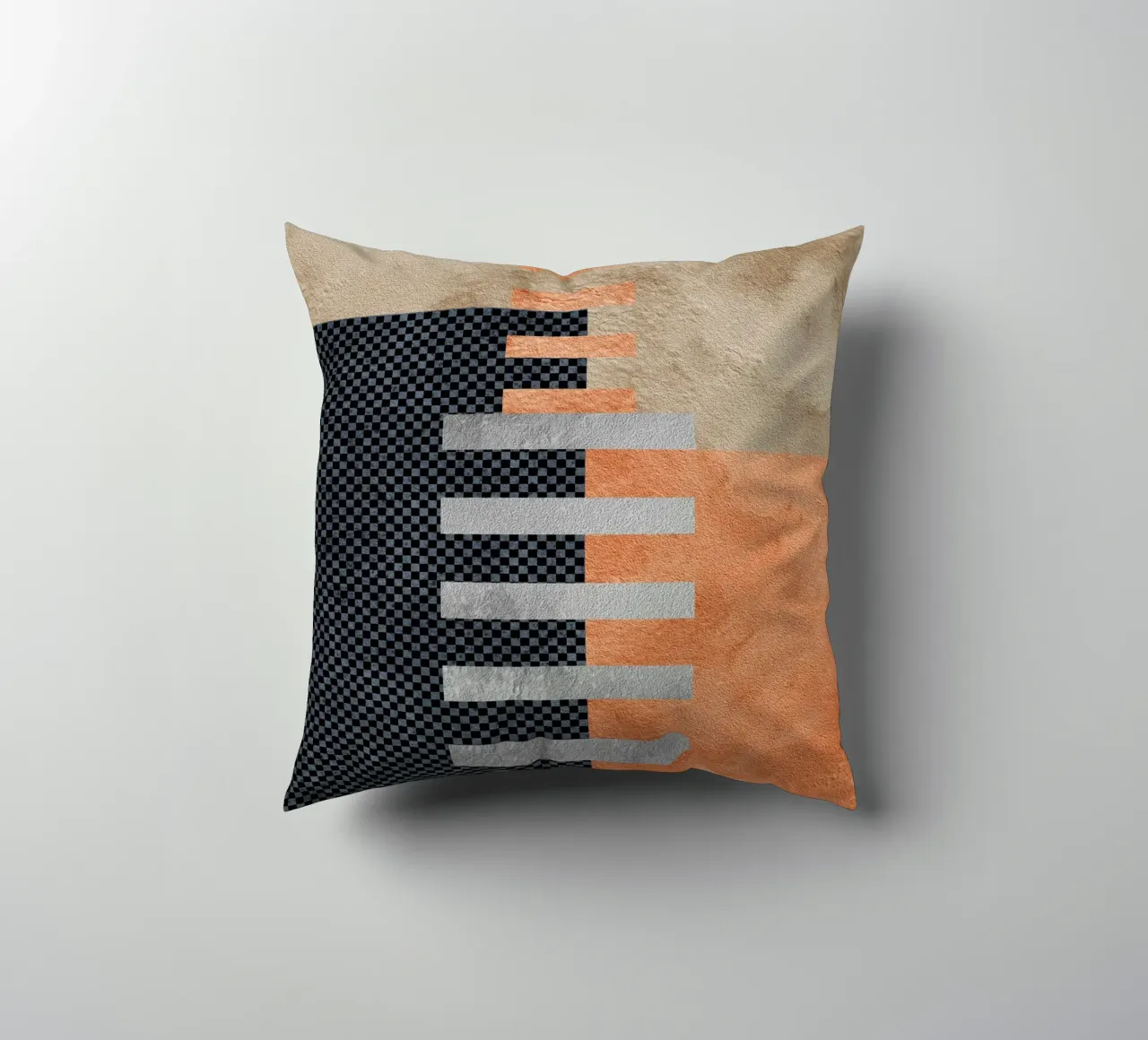black and orange geometric abstract cuscino da vintageshop