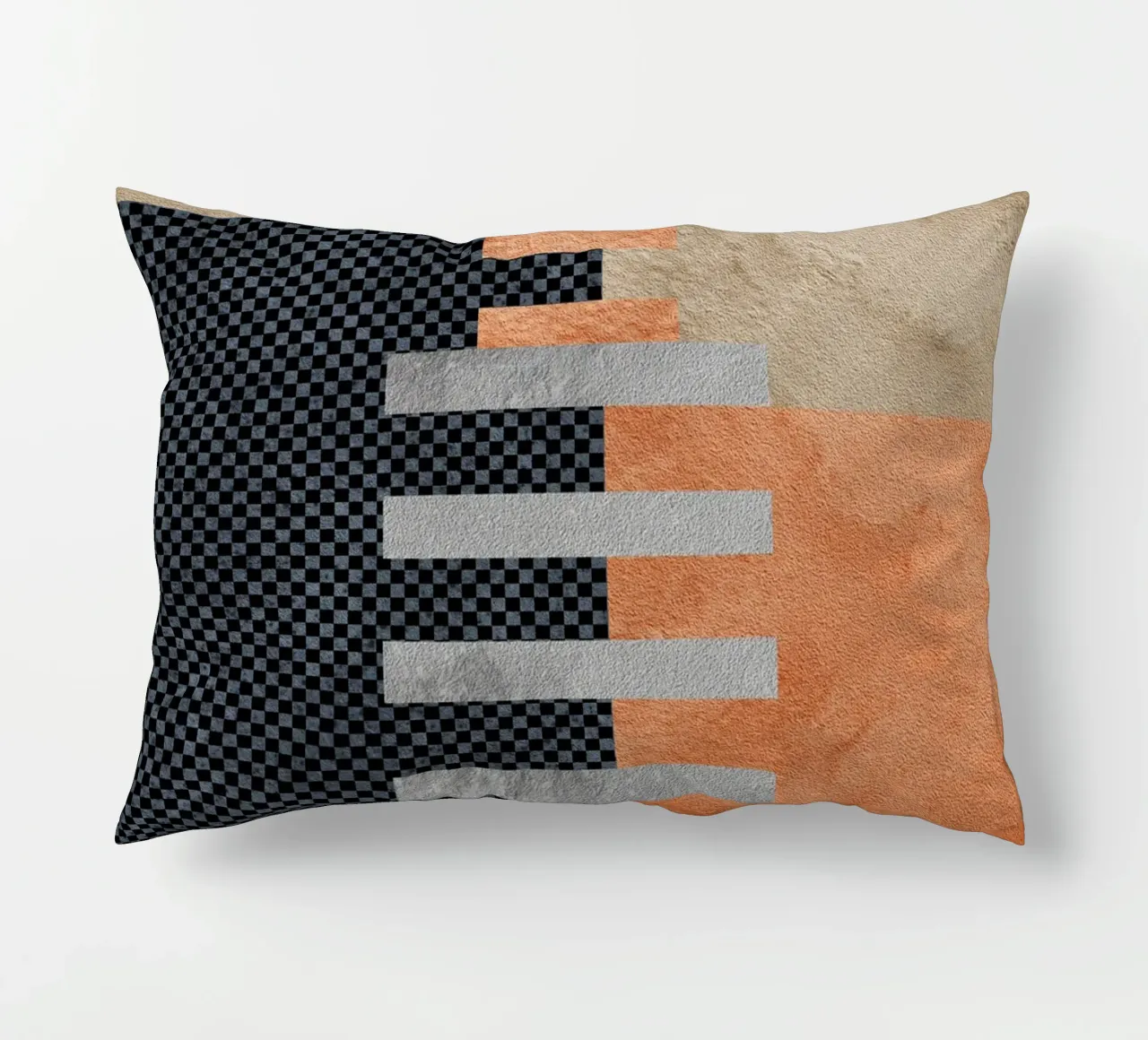 black and orange geometric abstract cuscino da vintageshop
