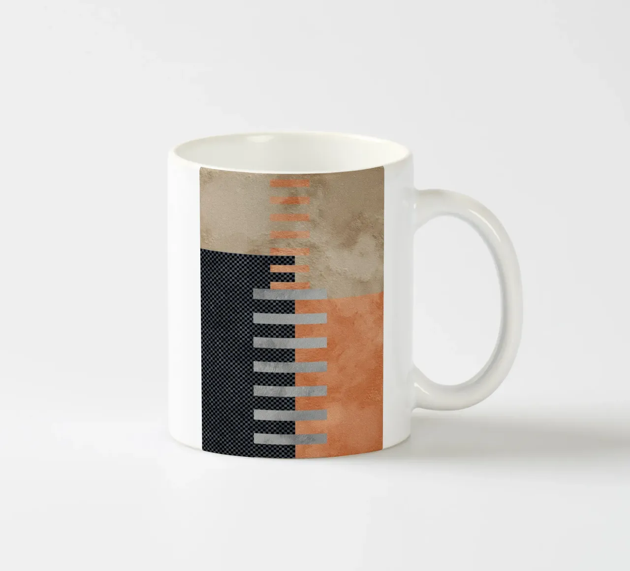black and orange geometric abstract tazza in ceramica da vintageshop