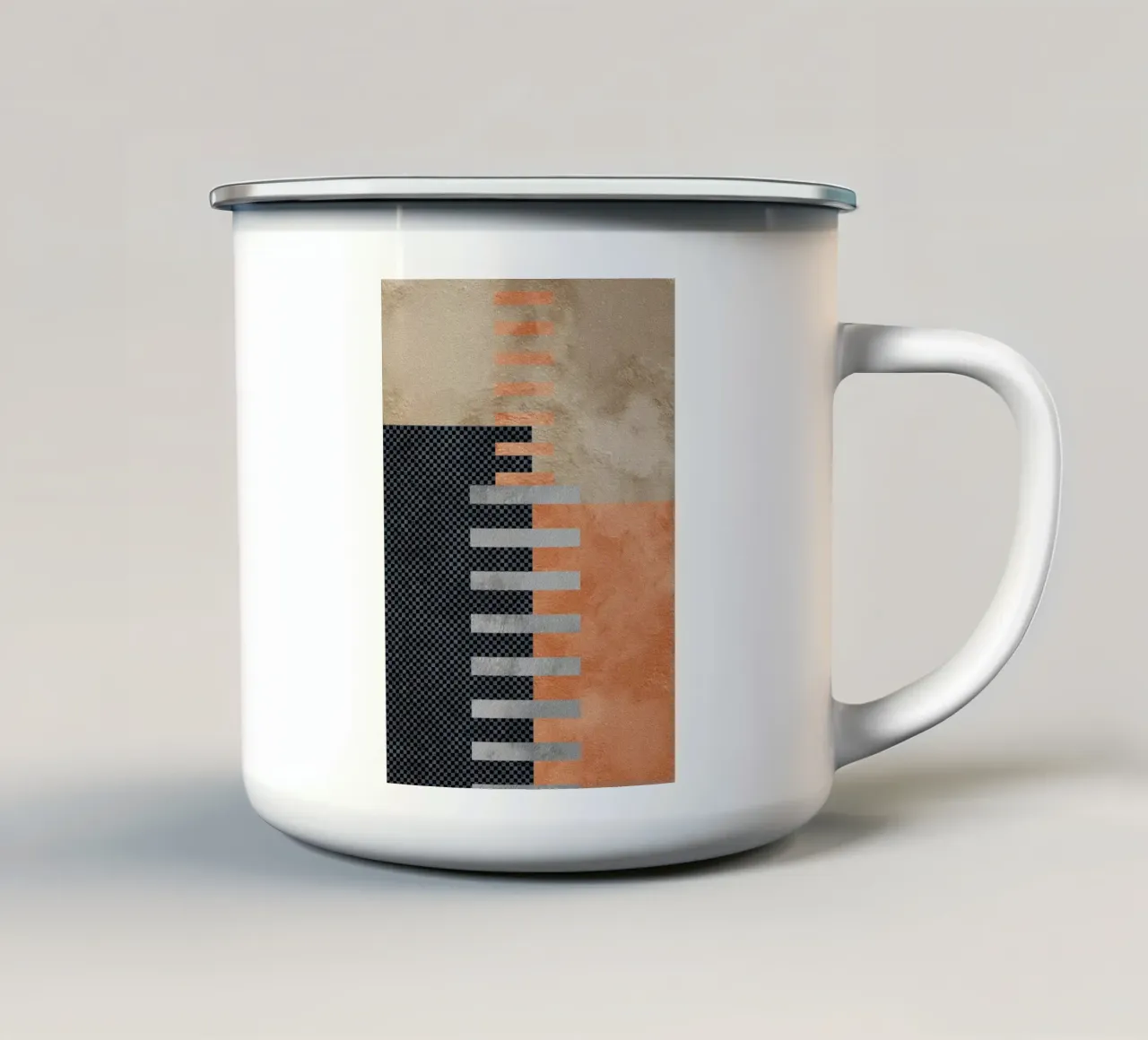 black and orange geometric abstract tazza in smalto da vintageshop