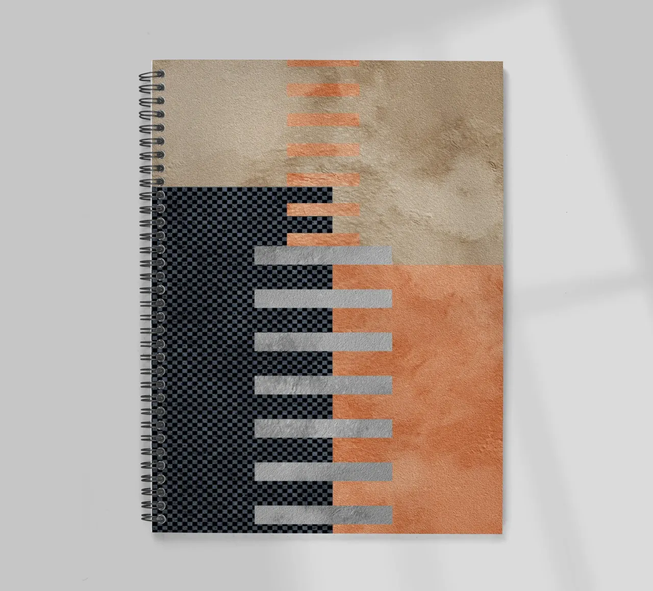 black and orange geometric abstract carnet à spirale de vintageshop
