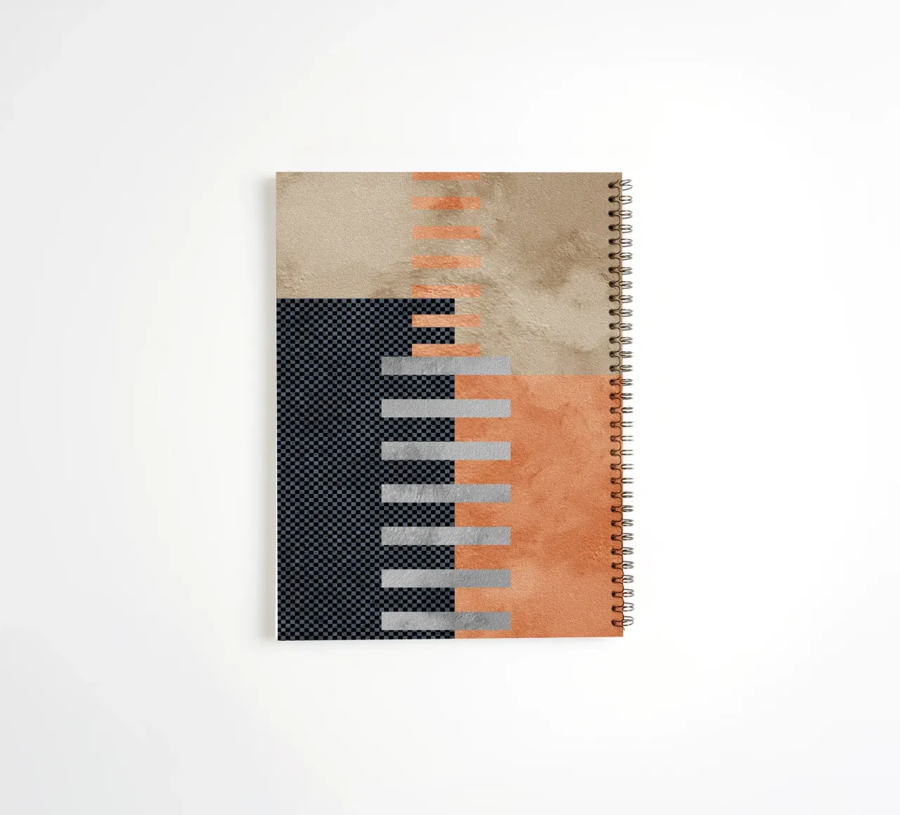 black and orange geometric abstract carnet à spirale de vintageshop