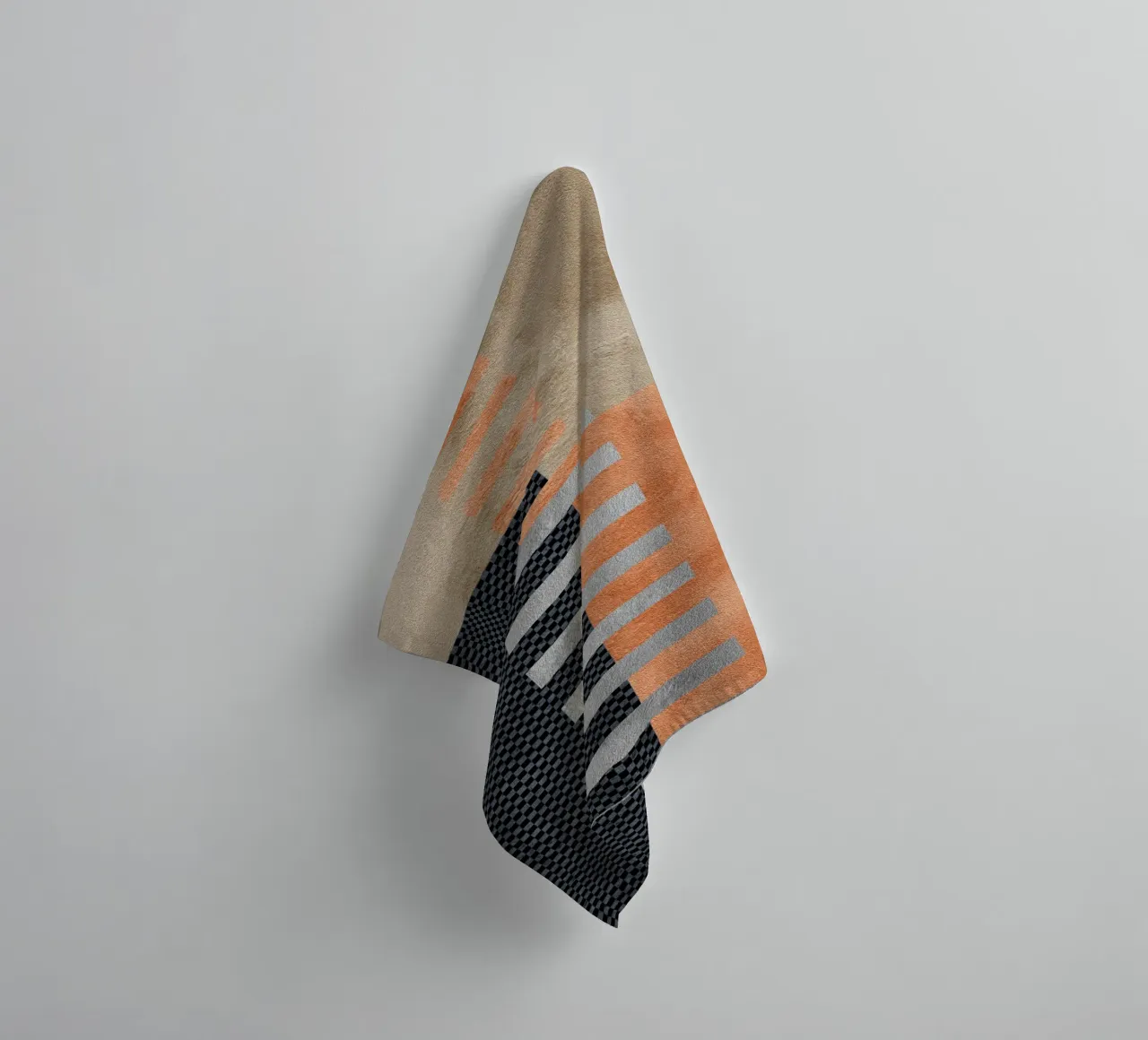 black and orange geometric abstract asciugamano da bagno da vintageshop