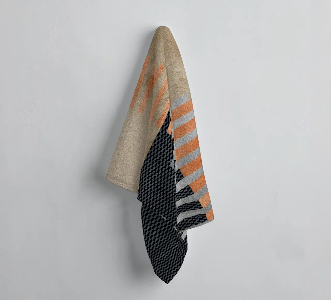black and orange geometric abstract asciugamano da bagno da vintageshop