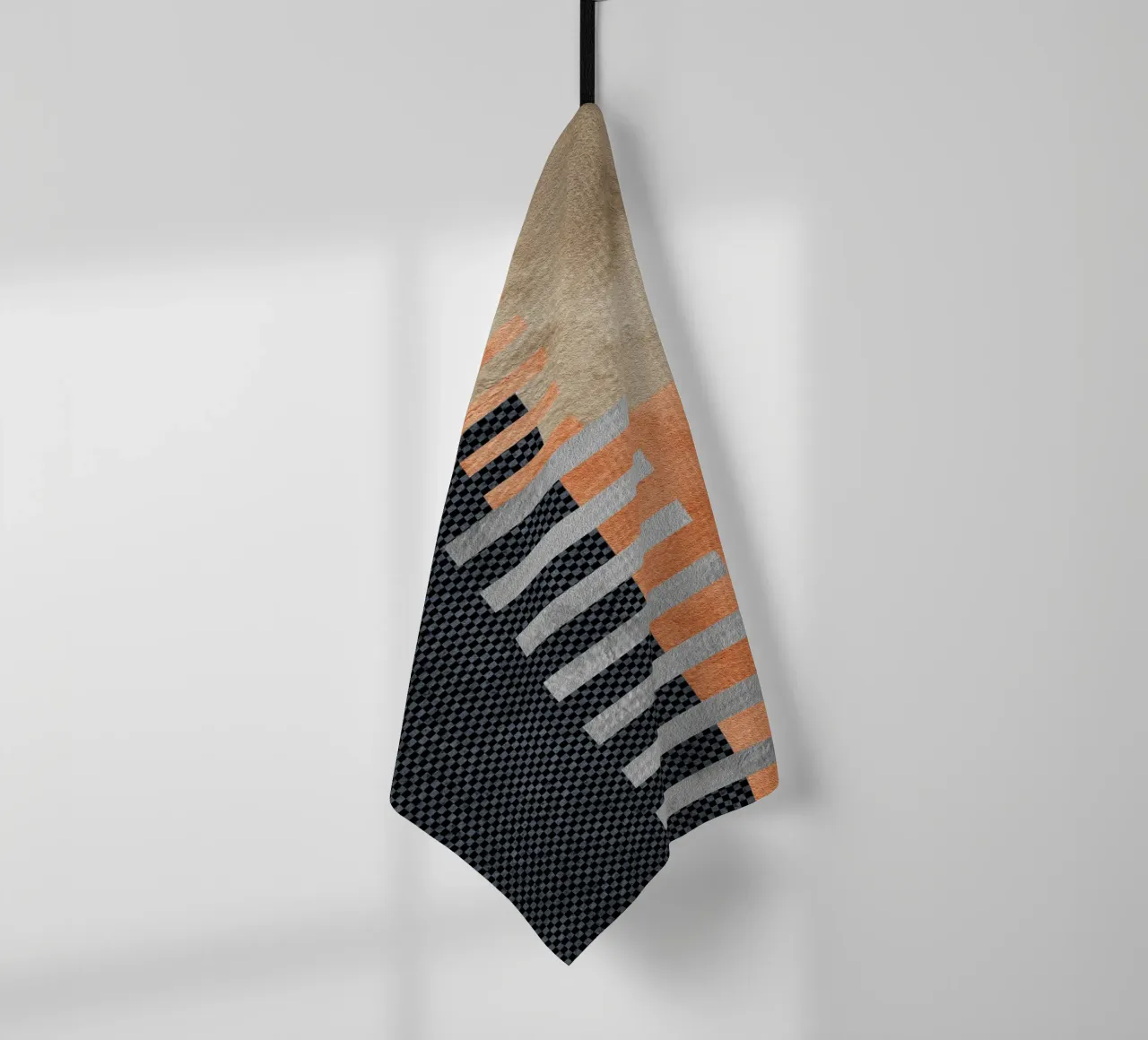 black and orange geometric abstract canovaccio da cucina da vintageshop