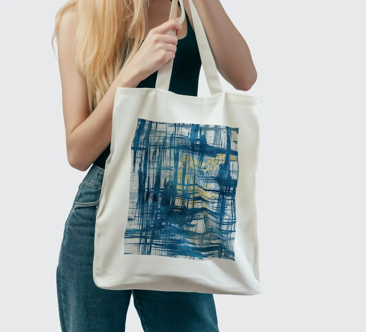 abstract geometric lines punk borsa in juta da vintageshop