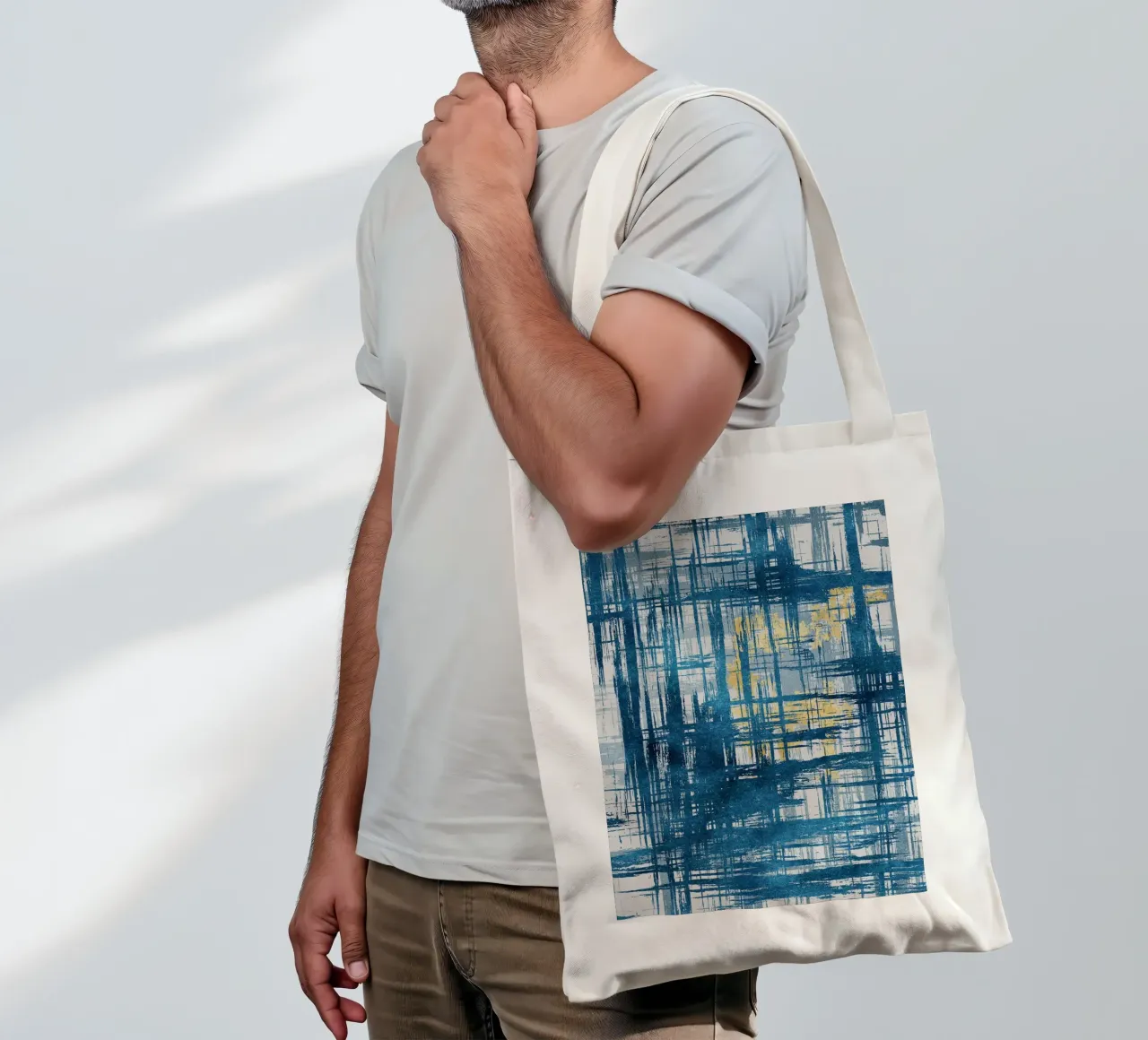 abstract geometric lines punk borsa in juta da vintageshop