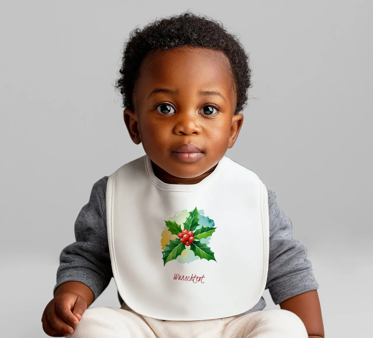 Birth flower - December holly baby bib by Geburtsblume