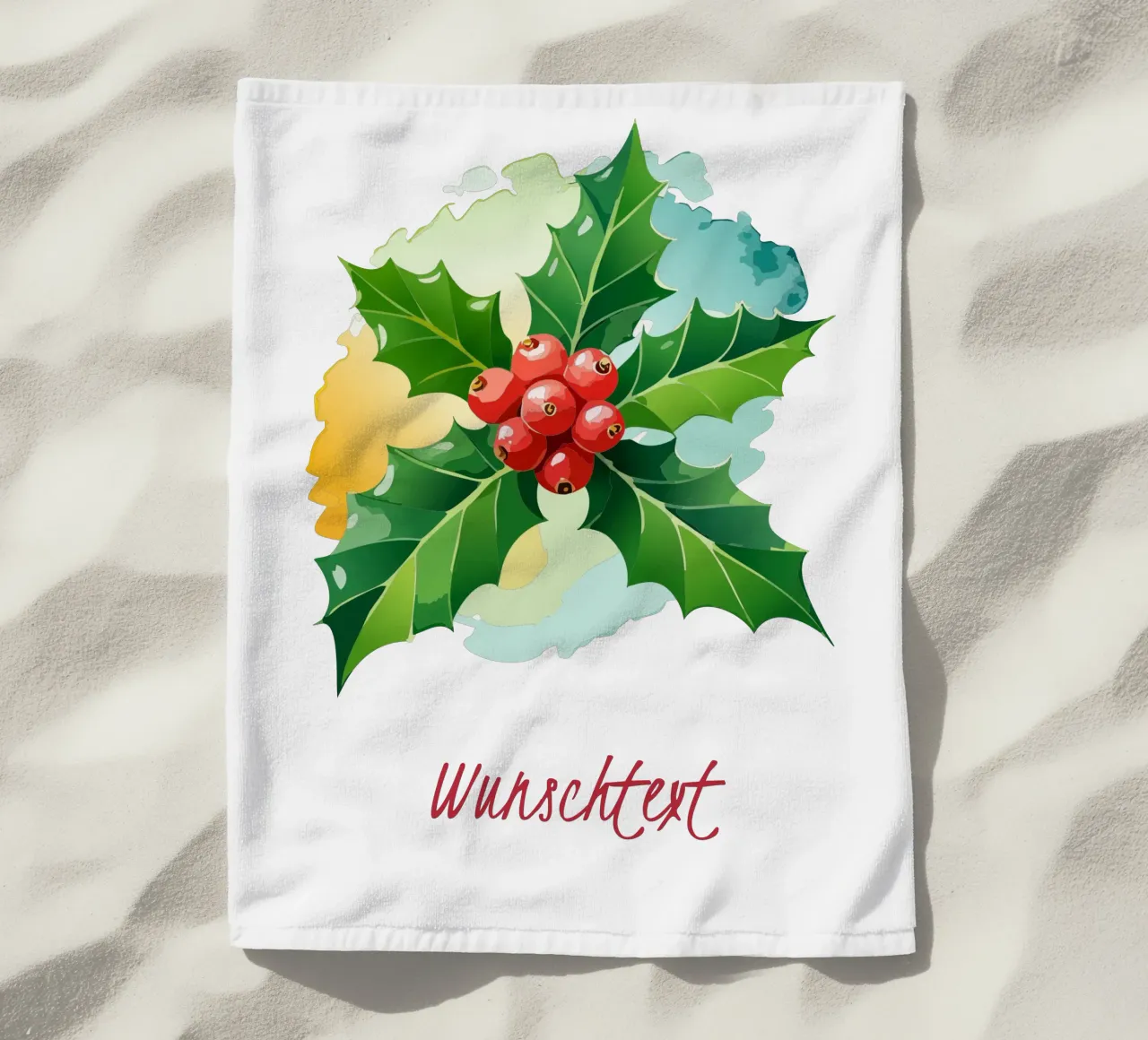 Birth flower - December holly beach towel by Geburtsblume