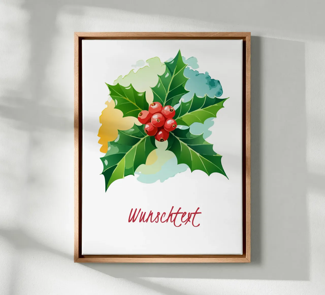 Geboortebloem - december hulst canvas met Baklijst van Geburtsblume