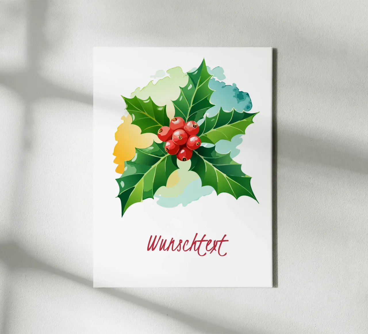 Geboortebloem - december hulst canvas met Baklijst van Geburtsblume