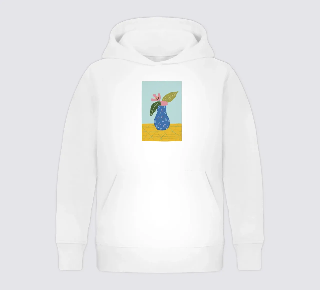 Vaso blu con foglie felpa bambino con cappuccio da Flock Reverie