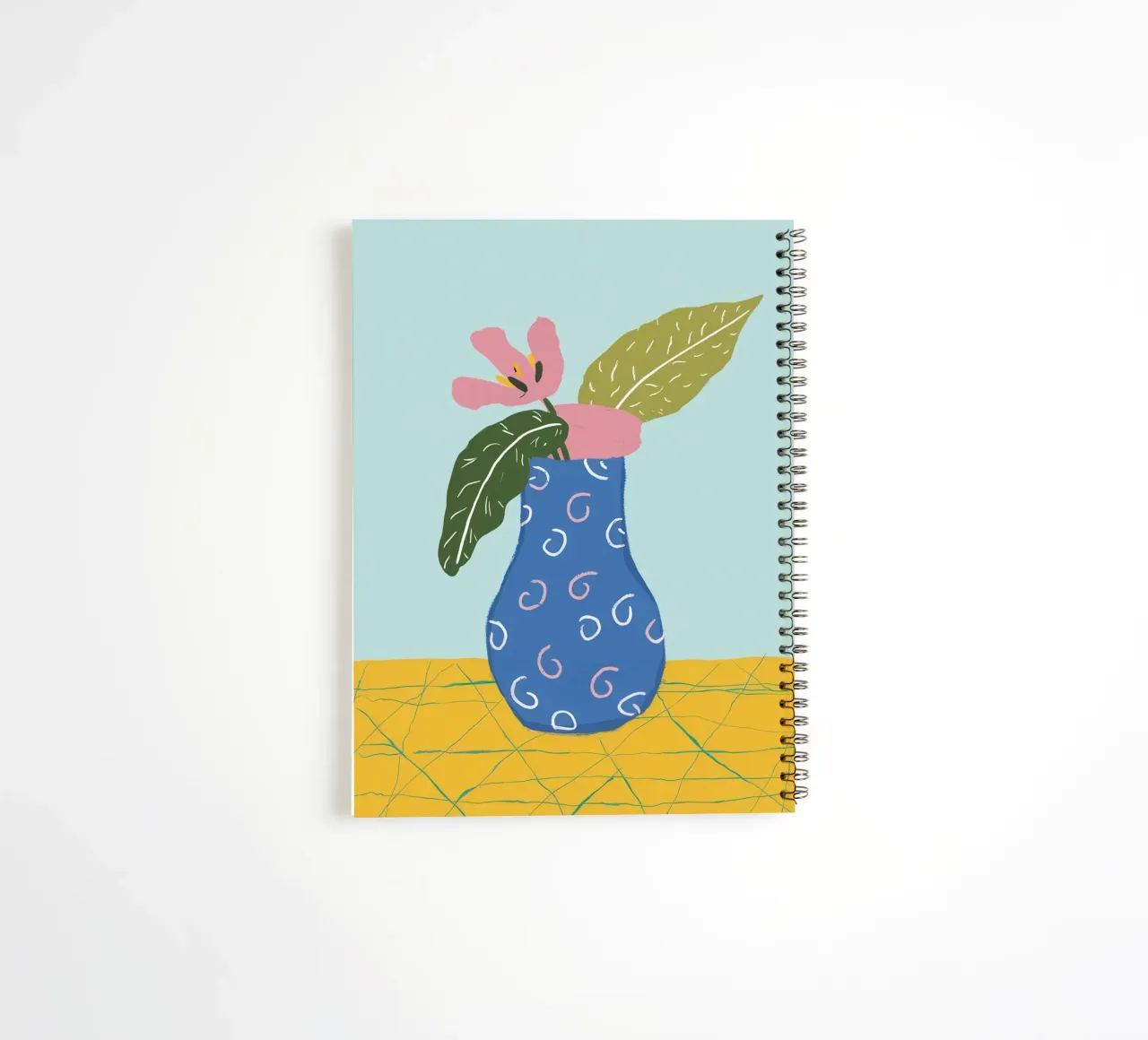 Jarrón azul con hoja cuaderno de espiral de Flock Reverie