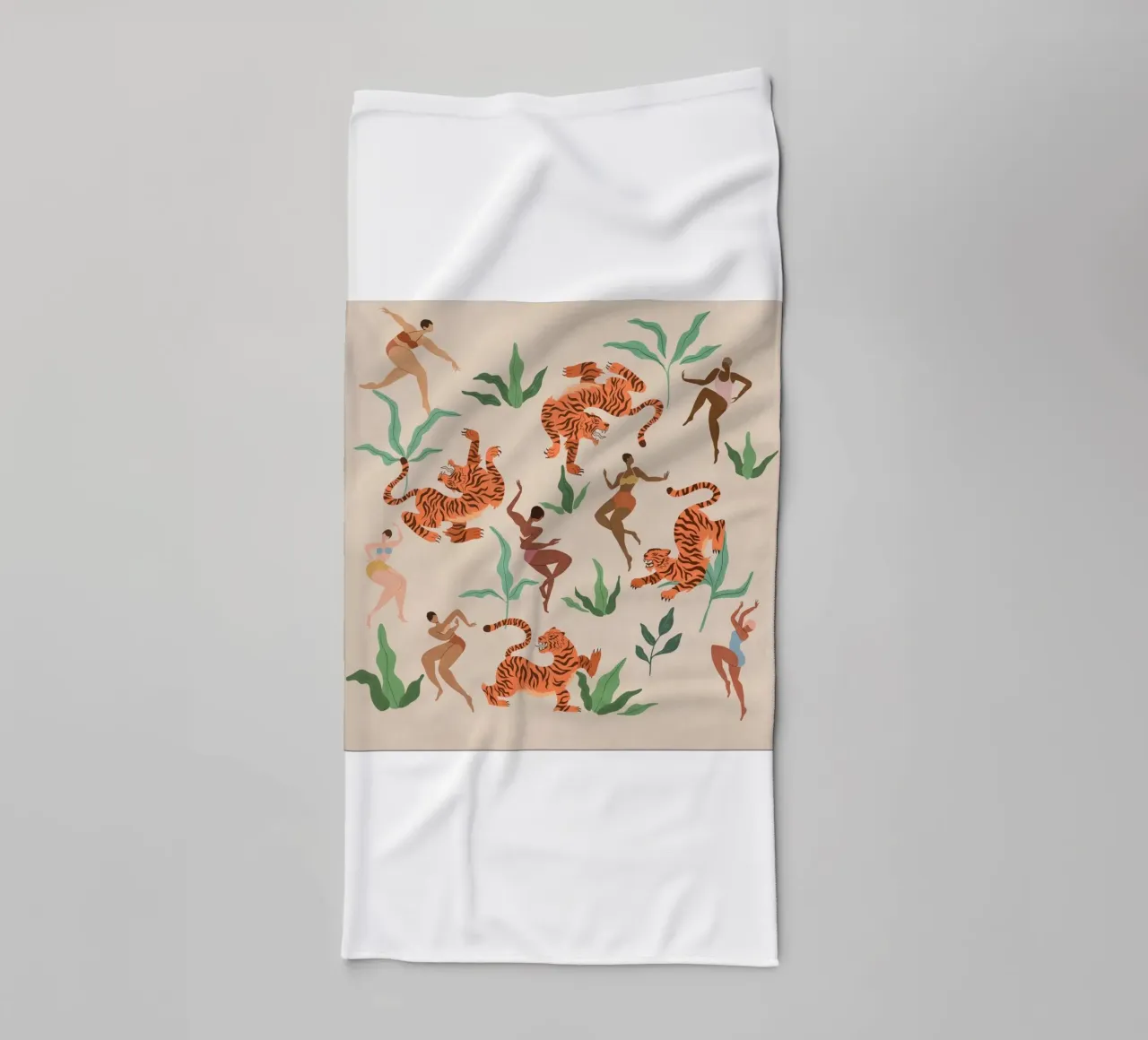 femme dansant avec un tigre serviette de bain de gudikan shop