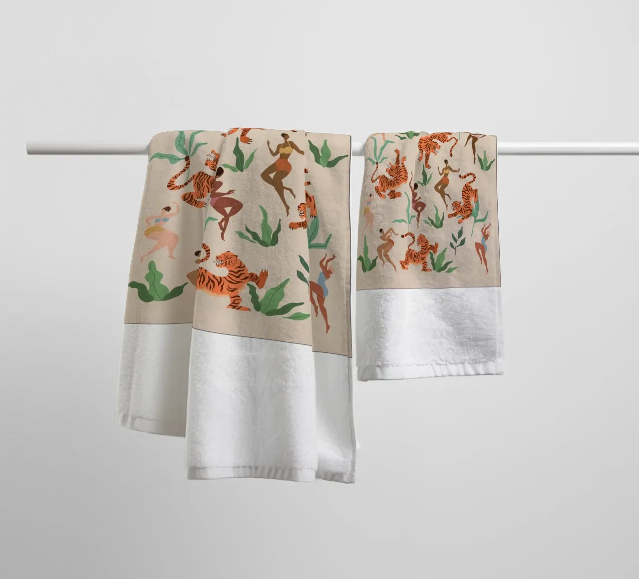 femme dansant avec un tigre serviette de bain de gudikan shop