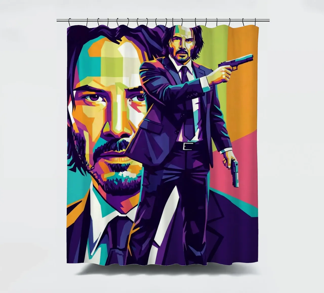 Keanu Reeves - John Wick style shower curtain by Hantamrata