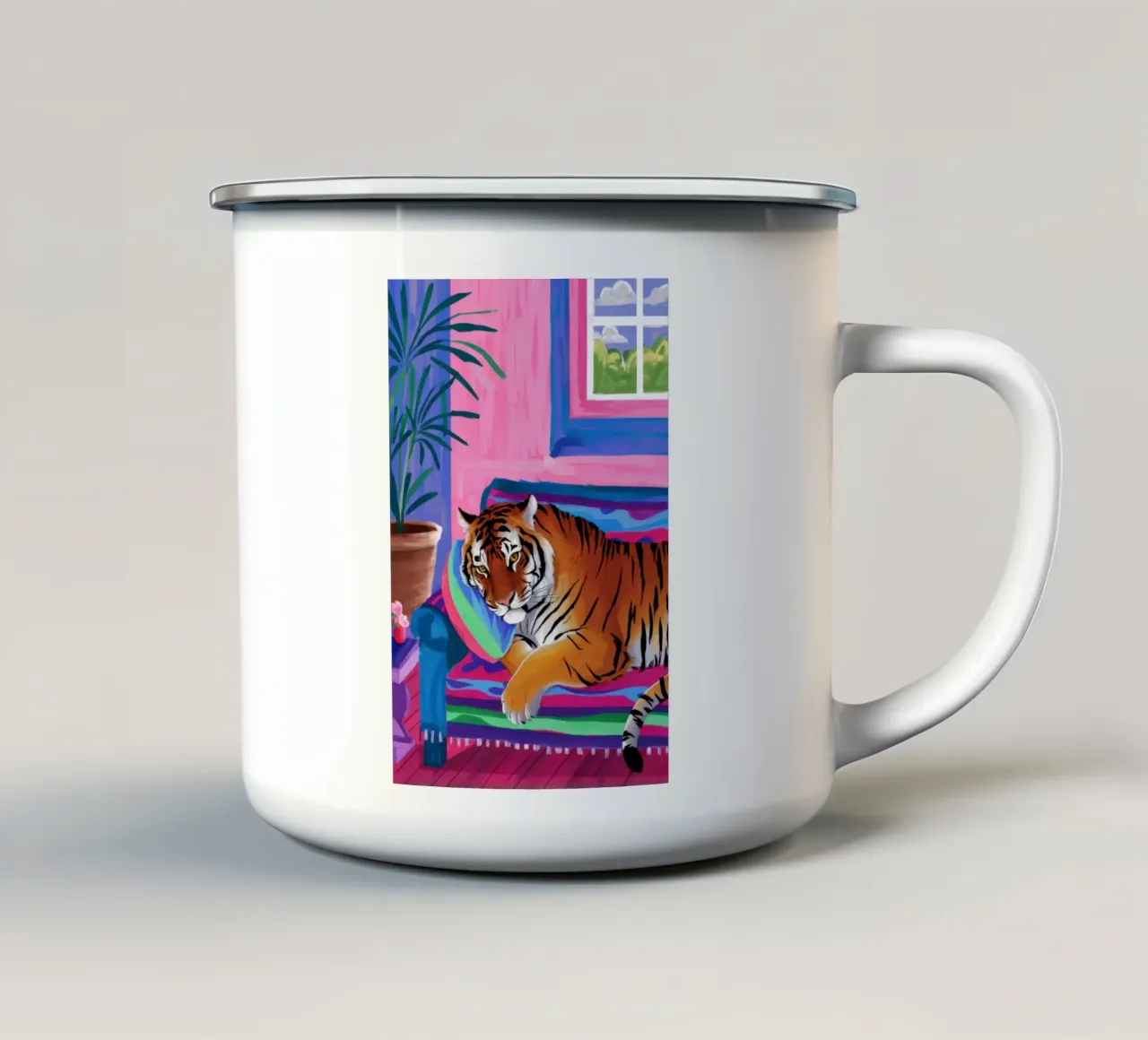 Sogno della tigre azzurra tazza in smalto da Prism Ritual
